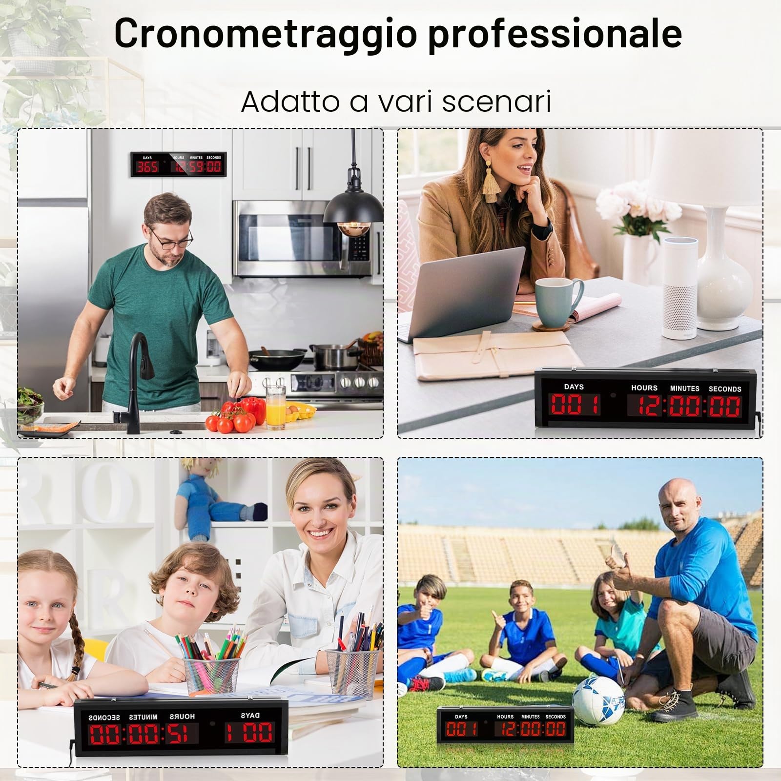 Countdown Timer, Grande Conto Alla Rovescia di 999 Giorni con Telecomando Timer per la Pensione Calendario Multifunzionale per Conto Alla Rovescia per Pensione Compleanni Festività Matrimoni (Rosso)