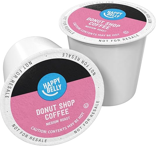 Amazon Brand - Happy Belly Medium Roast Coffee Pods, Donut Style, Compatible with Keurig 2.0 K-Cup Brewers, 100 Count - Donut - 100 Count (Pack of 1)