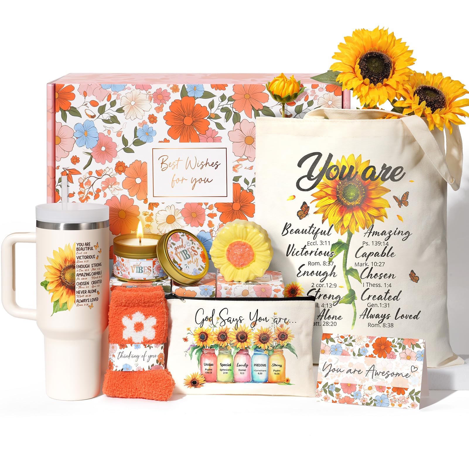 Christian Gifts for Women Faith, Religious Catholic Christmas Gifts for Women Mom Grandma Sister Coworker Inspirational Spiritual Sunflower Gift