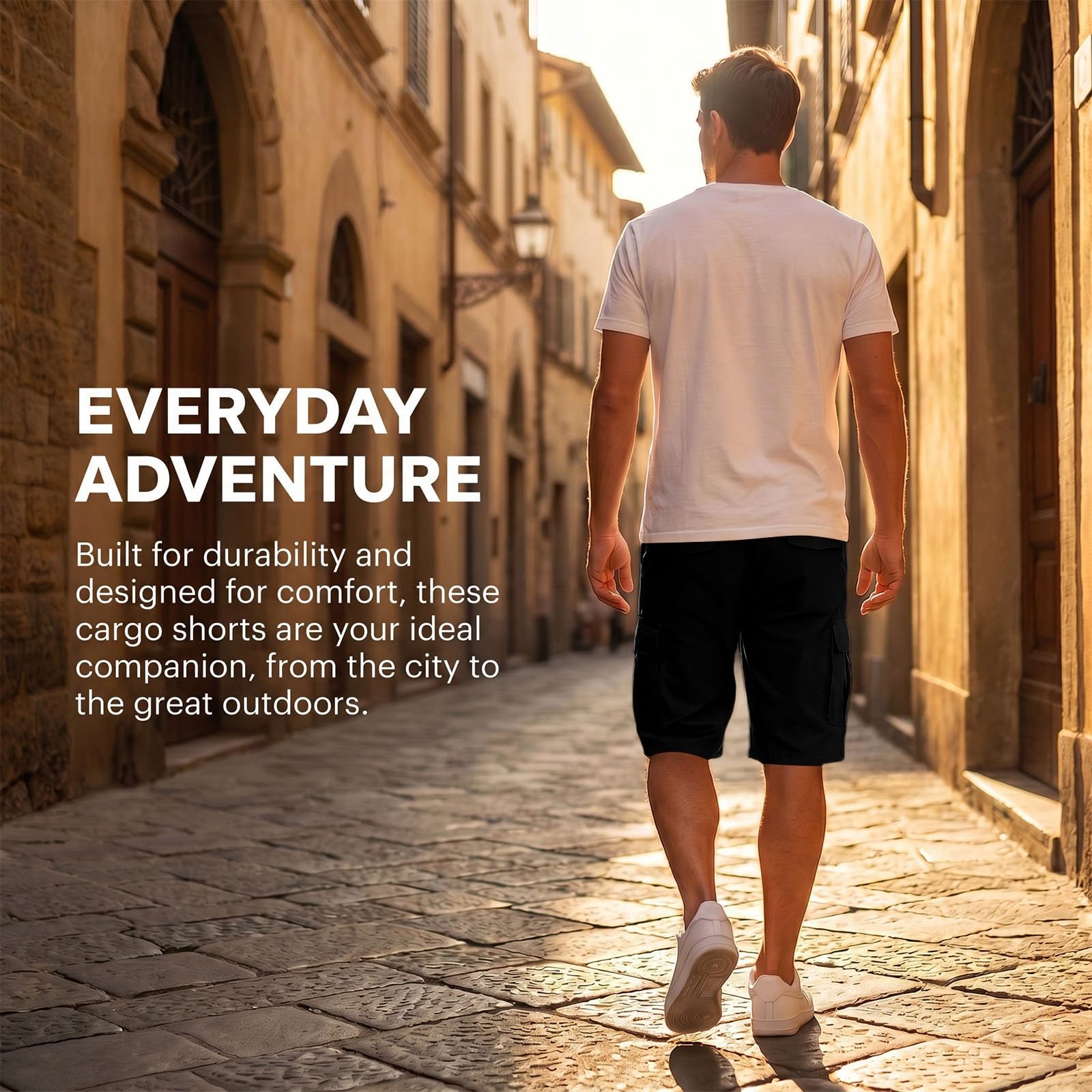 MOKBAY Pantalones Cortos para Hombre Senderismo Pantalon Corto Sin Cinturón Bermudas Cargo Cargo Shorts Hombre con Bolsillo