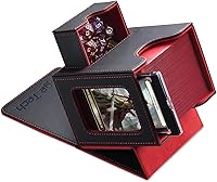 MageTech MTG Commander Deck Box: Patented Design, Fits 100+ Double Sleeved Cards, Dice Tray & 35pt Holder - Black/Red