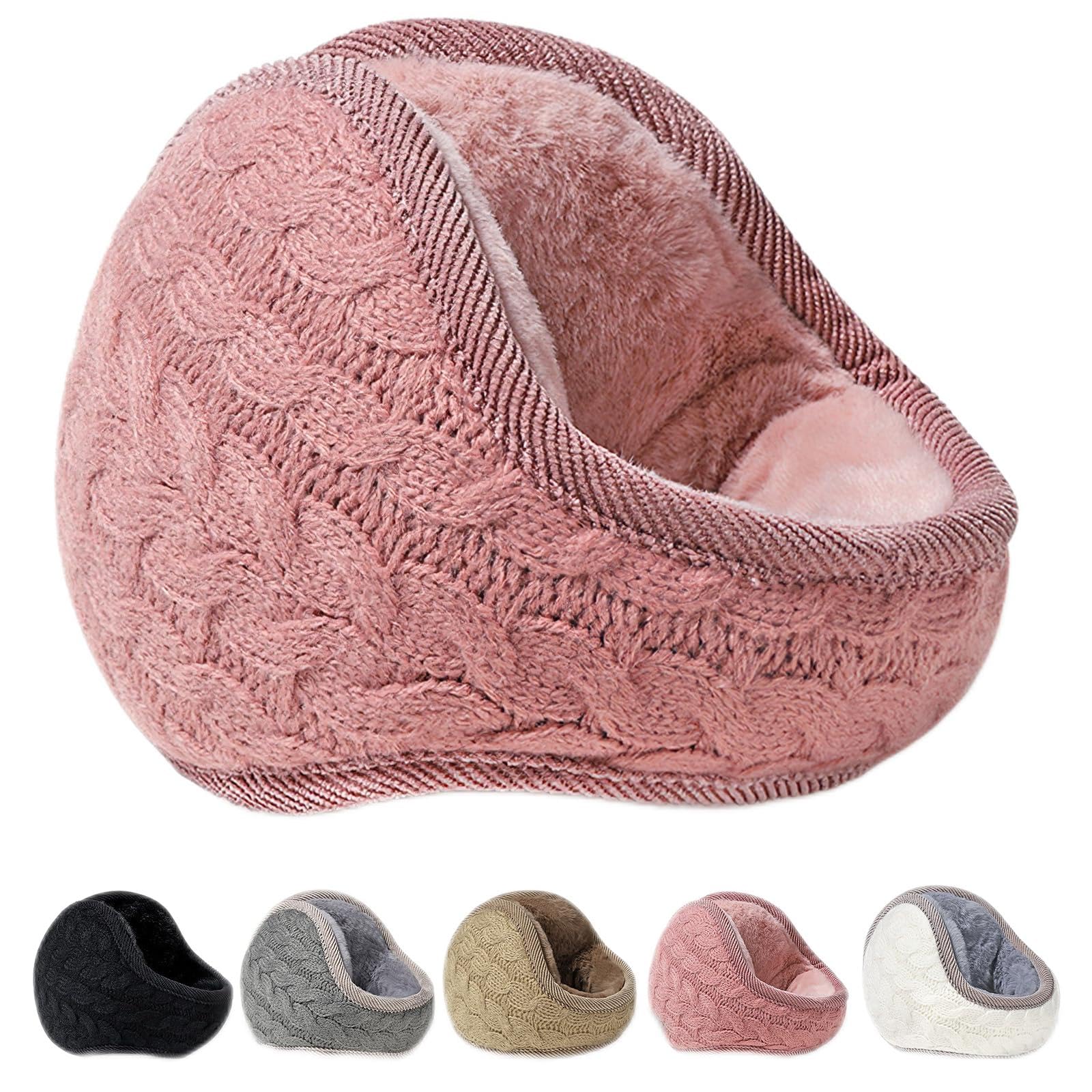 Earmuffs, Ear Warmers, Winter, Cold Protection, Extremely Warm, Fluffy, Fleece Lining, 180° Foldable, Skin-friendly, Thick Boa, Knit, Ear Covers, Back Arm, Compact, Stress-free, Windproof