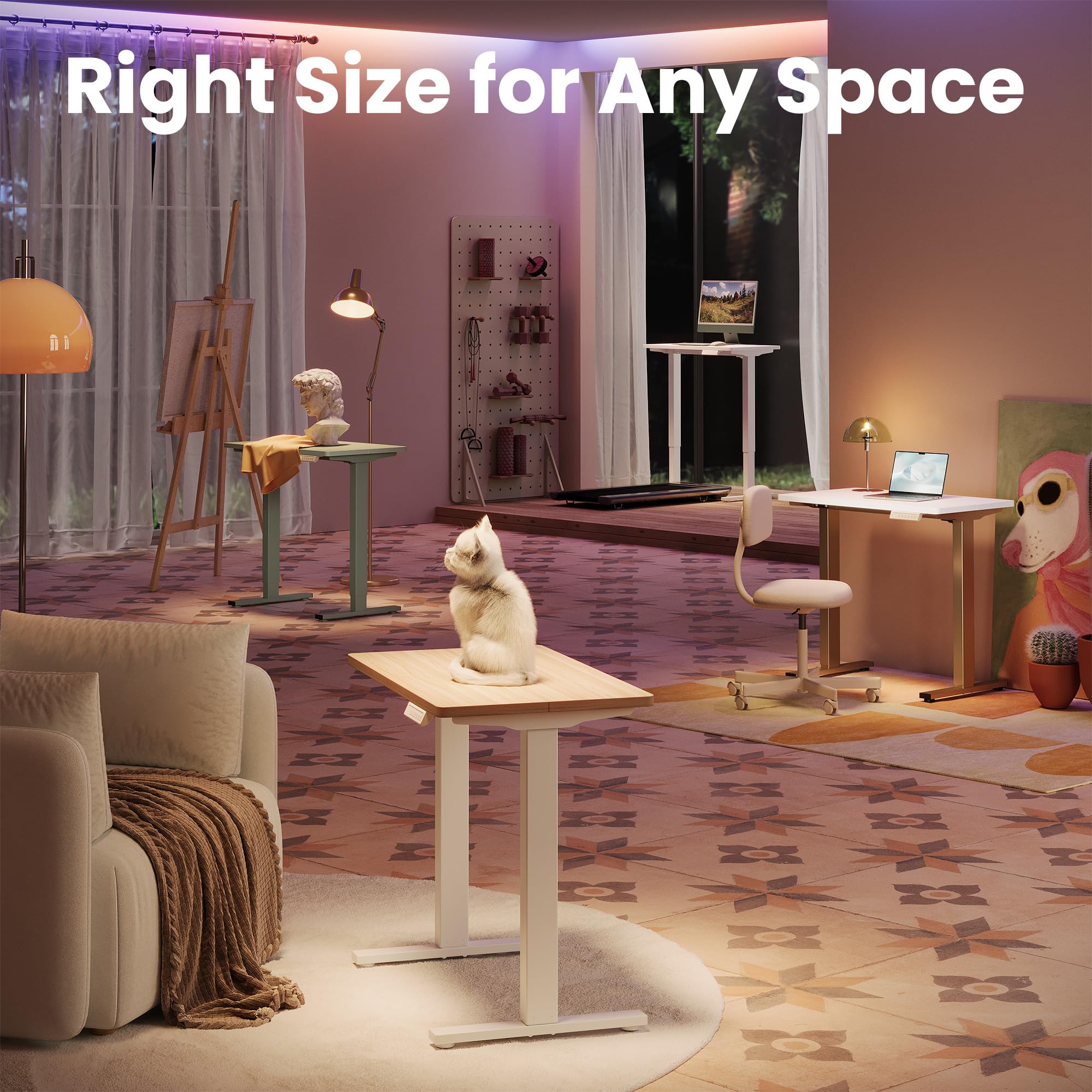 HUANUO 32 Small Electric Standing Desk Adjustable Height 4 Memory Height Settings Sit Stand Up Desk for Home — view 2