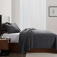 Vista 1 de HiEnd Accents - Edredón de gasa de algodón lavado a la piedra, tamaño súper Queen, color gris carbón, ropa de cama de lujo de estilo tradicional