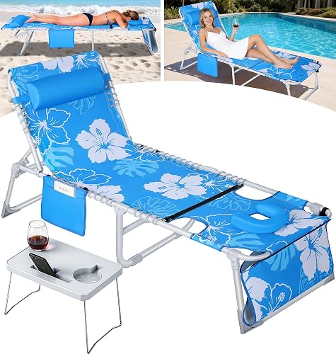 Sun Tanning Chair with Face Hole,Beach Lounge Chair with Folding