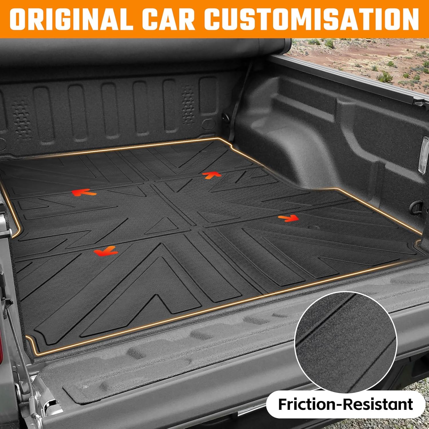 Truck Bed Mat and Cargo Net Compatible with 2020-2025 Jeep Gladiator 5FT Truck Bed Replacement, Truck Net TPE Cargo Bed Liner All Weather Cargo Mat for Jeep Gladiator Accessories