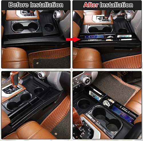 Miniatura 5 de Caja de almacenamiento para palanca de cambios lateral de consola central, compatible con Toyota Tundra 2014-2021, caja de almacenamiento lateral