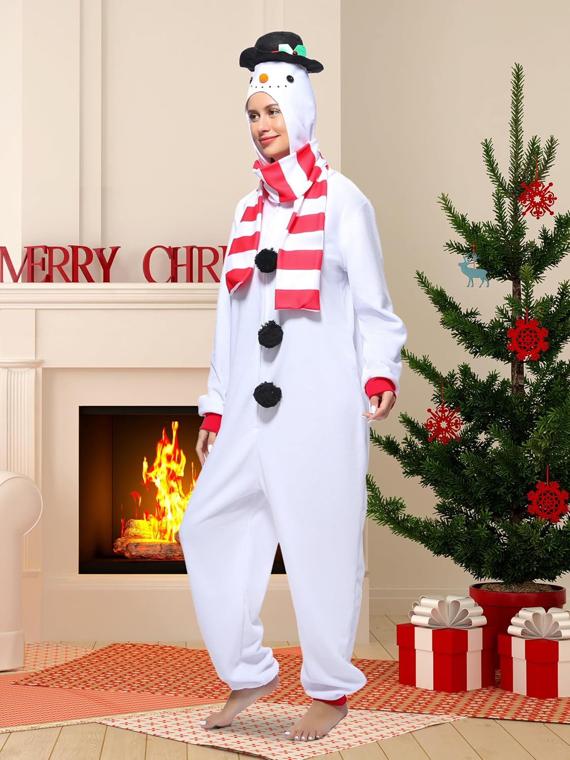 Christmas Costume Adults, Santa Claus/Snowman Onesie Women, Funny Xmas Costume for Christmas Festive Holiday - Image 4