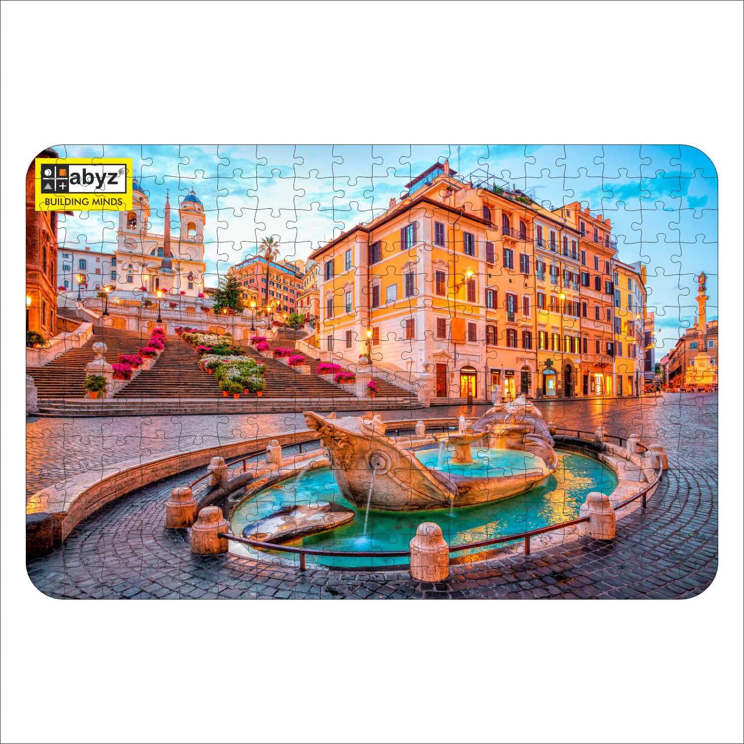 ABYZ Wooden Jigsaw Piazza Di Spagna in Rome, Italy Puzzle with 252-Pieces Play and Learn Educational for 6+ Year Old Kids, Toy for Improving Memory & Problem Solving