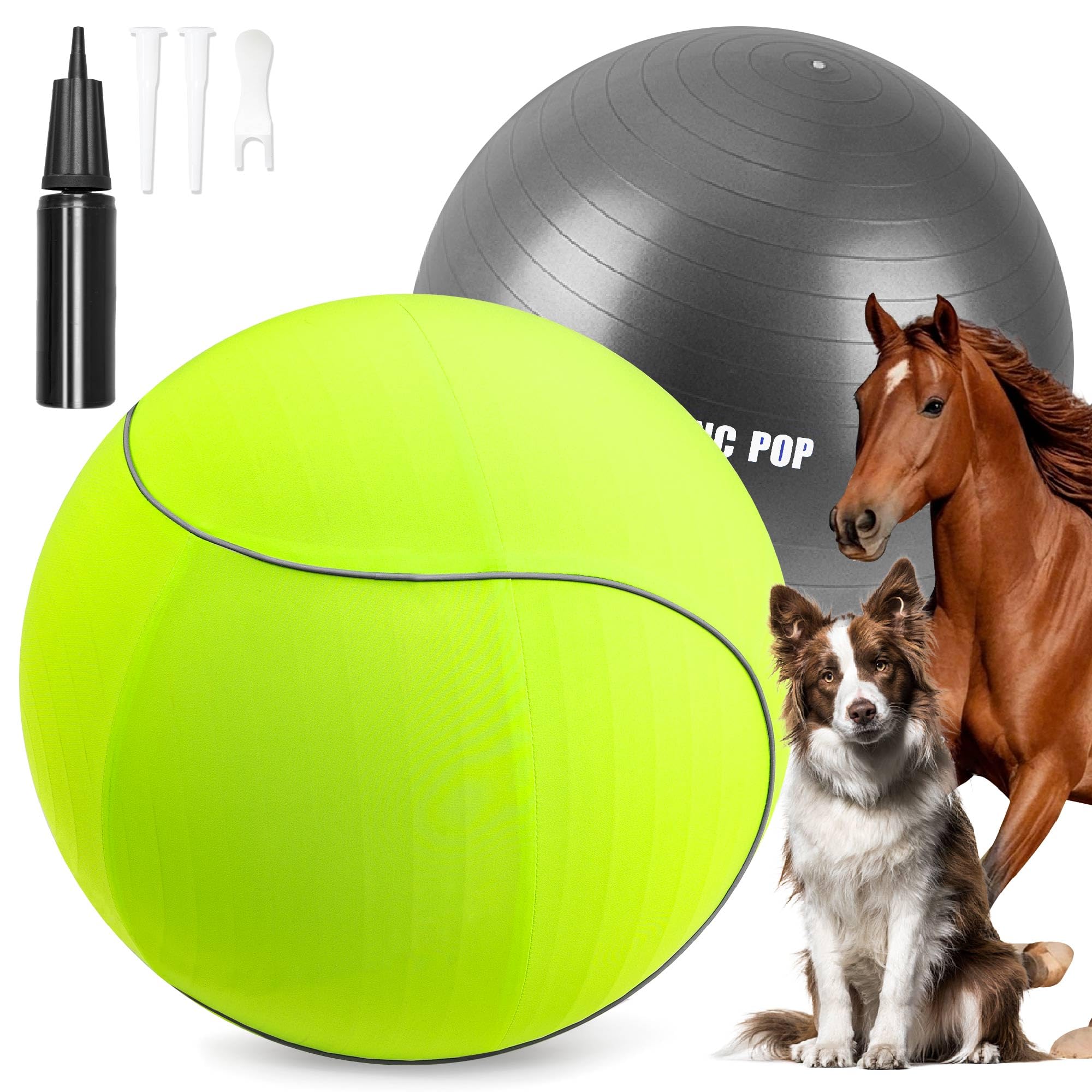 20 Herding Ball for Dogs Horses with Green Nylon Cover for Australian Shepherd Training Toy for Small Medium