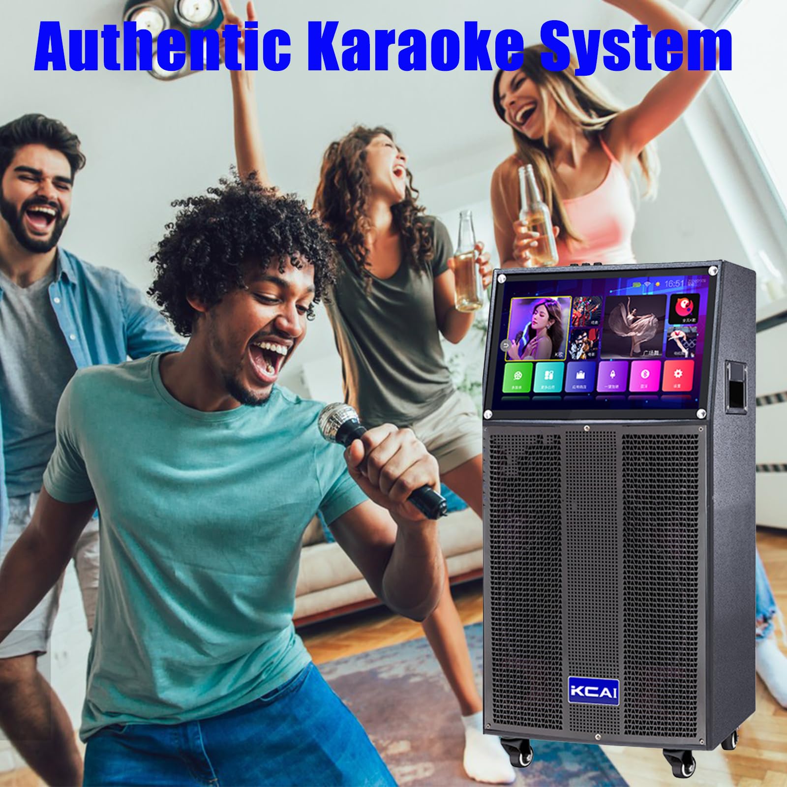 Outdoor quadrato danza, canto, guardare film, audio touch screen portatile con Bluetooth schermo del telefono cellulare proiezione karaoke macchina set