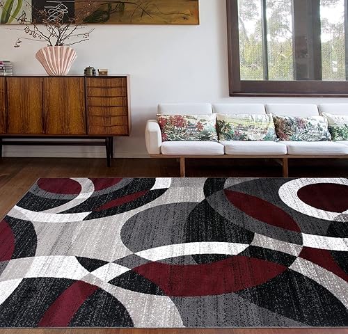 Miniatura 6 de Rugshop - Alfombra contemporánea y abstracta con círculos, perfecta para zonas muy transitadas, como tu sala de estar, dormitorio, oficina en casa o