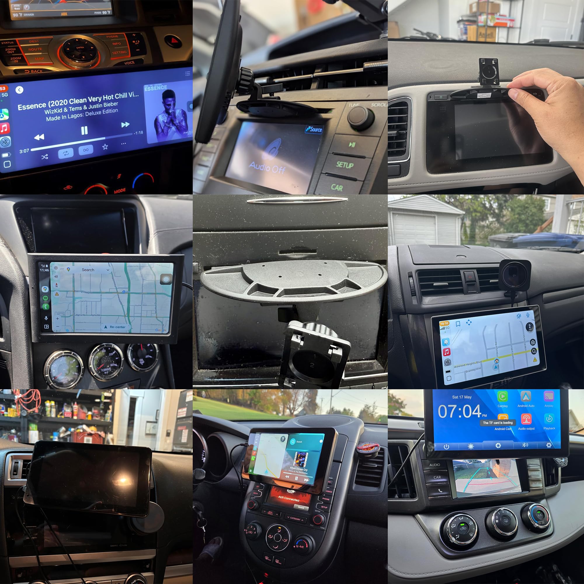 Soporte de ranura para CD para pantalla CarPlay Android Auto Tablet soporte de CD con brazo de extensión para monitor de 4 a 11 pulgadas para Garmin Nuvi GPS teléfono celular en coche