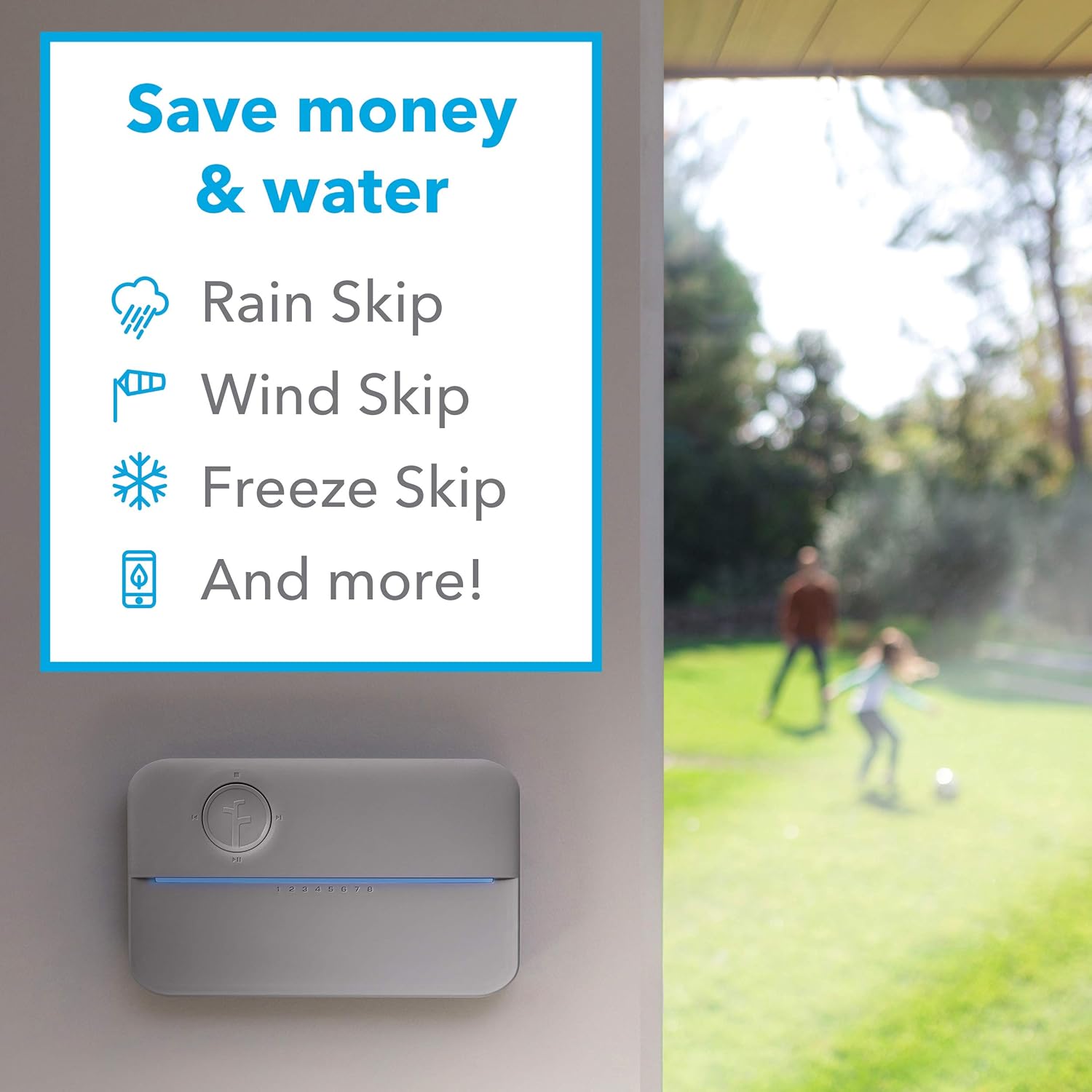 Rachio 3e highlighting water saving features.