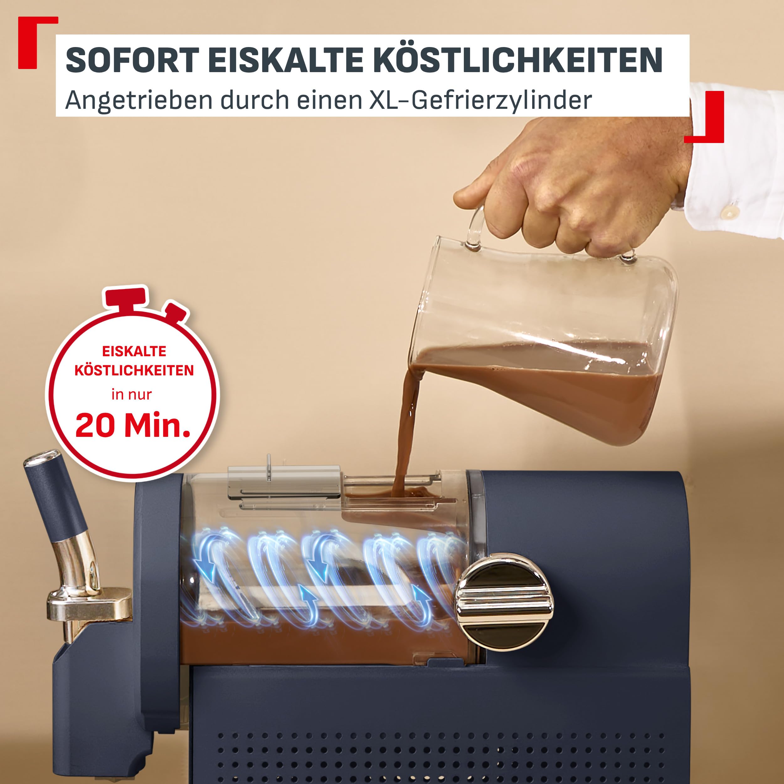 Tefal Freezi Instant Softeis- & Slushmaschine, 5 Automatikprogramme, XL-Gefrierzylinder, Blau, IG8024E0