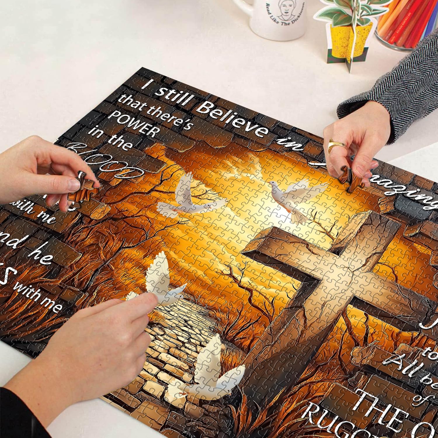 Jesus Cross Jigsaw Puzzles 1000 Pieces, PICKFORU Amazing Grace Cross Jigsaw Puzzle 1000 Pieces, Christian Bible Religious Puzzles for Adults, Bird Catholic Puzzle Christian Faith Inspirational - Image 5