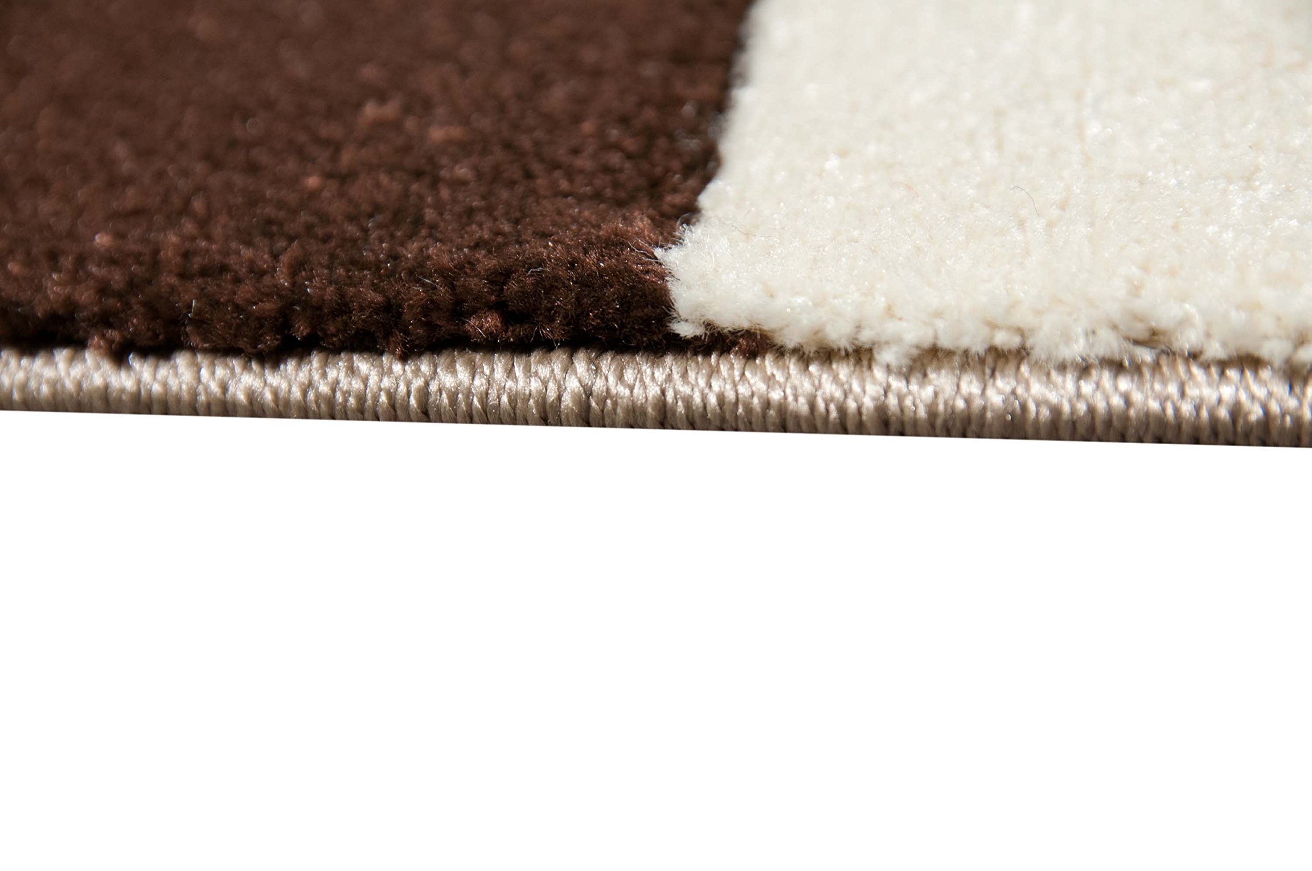 Traum Salon Designer Tapis Contemporain Tapis Tapis à Poils avec des Diamants Contour coupées Motif Brown Beige Mocca Größe 80x150 cm