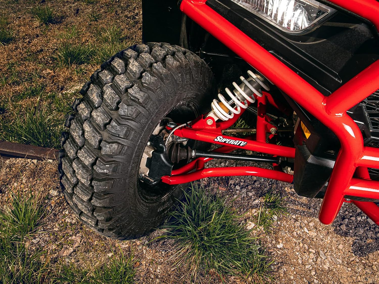 SuperATV 1.5" Forward Offset A Arms for 2021+ Polaris RZR Trail S 900 / S 1000 | Fits Larger Tire Size | Red | 1.25” Tubing 25% larger Than Stock