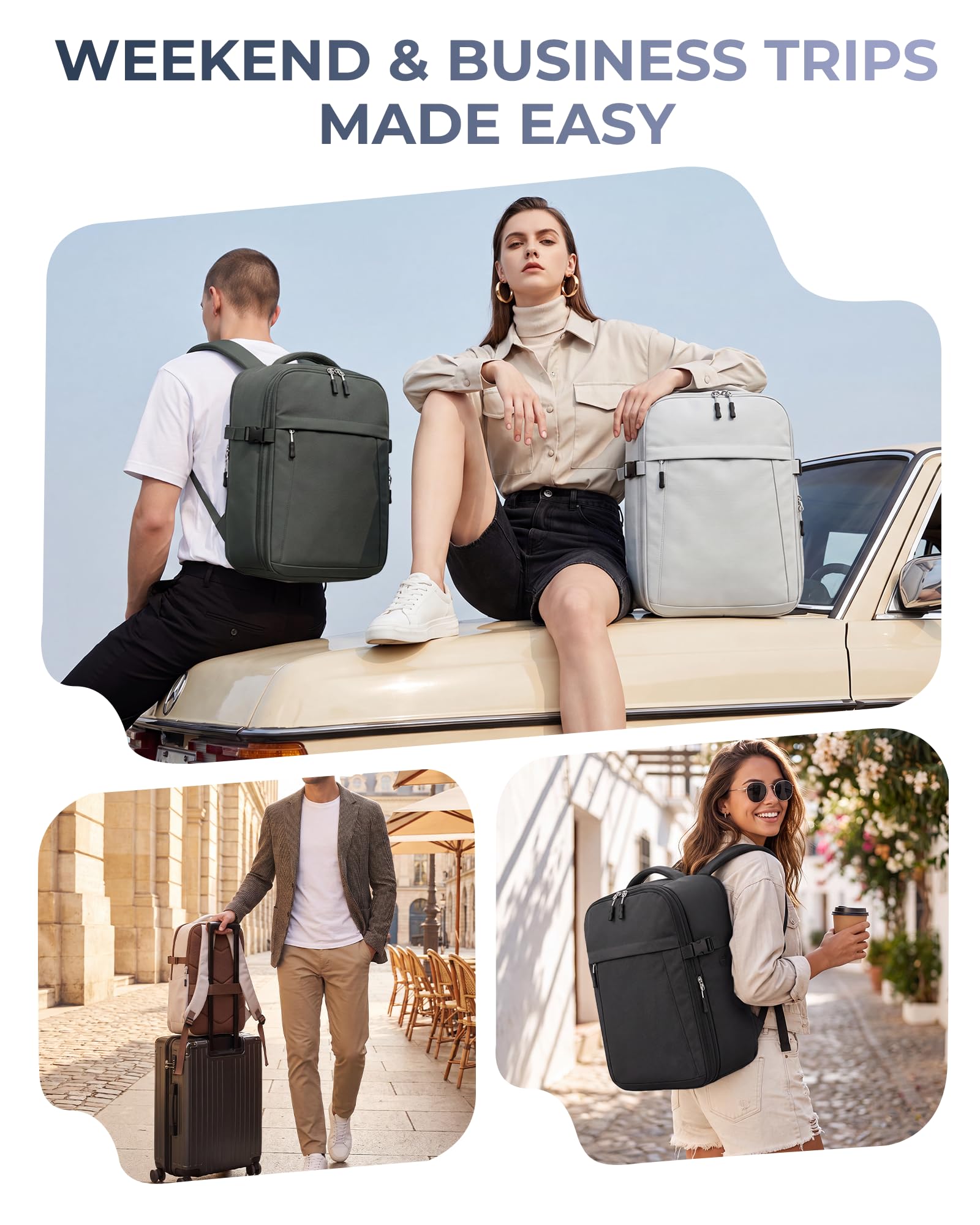 Xkdoai Zaino per EasyJet Zaino da Viaggio 45x36x20 Espandibile 45x36x25