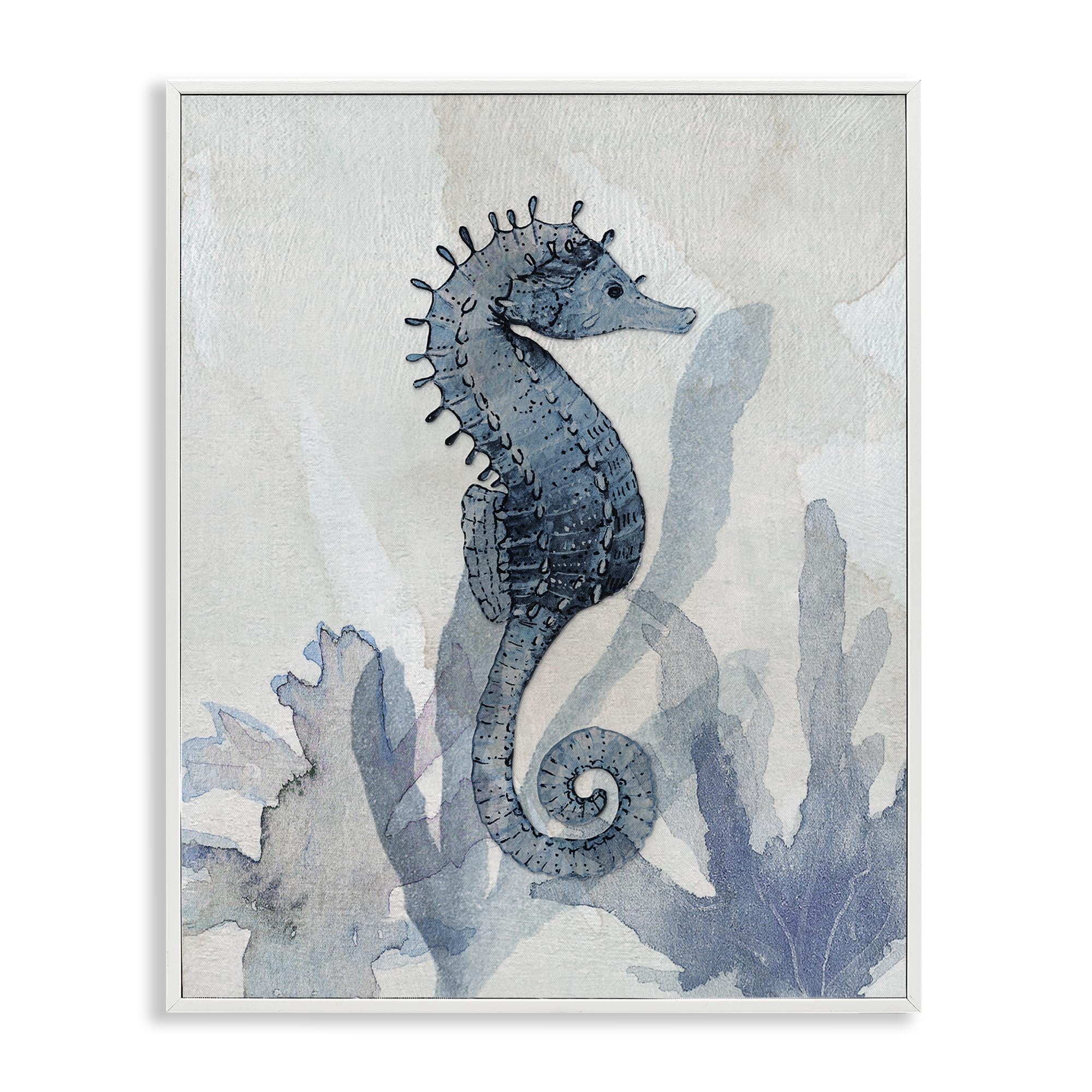 Seahorse Seaweed Nautical Impressions, 24 x 30 Inch Framed Giclée Print