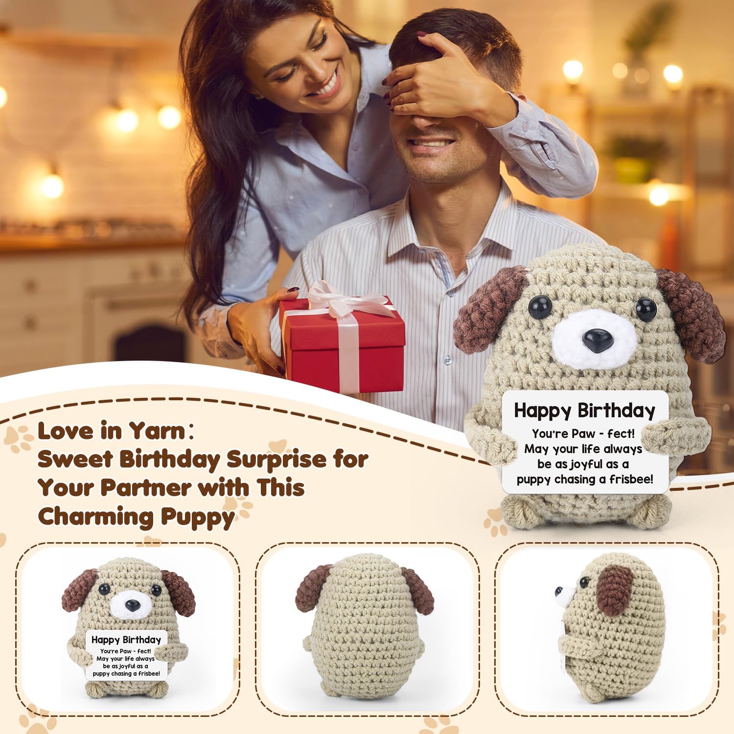 Birthday Gift: Hand - Crocheted Puppy for Daughters, Sons, Girlfriends, Boyfriends, Husbands, Wife, Sisters, Friends & Colleagues (Birthday) - Image 7