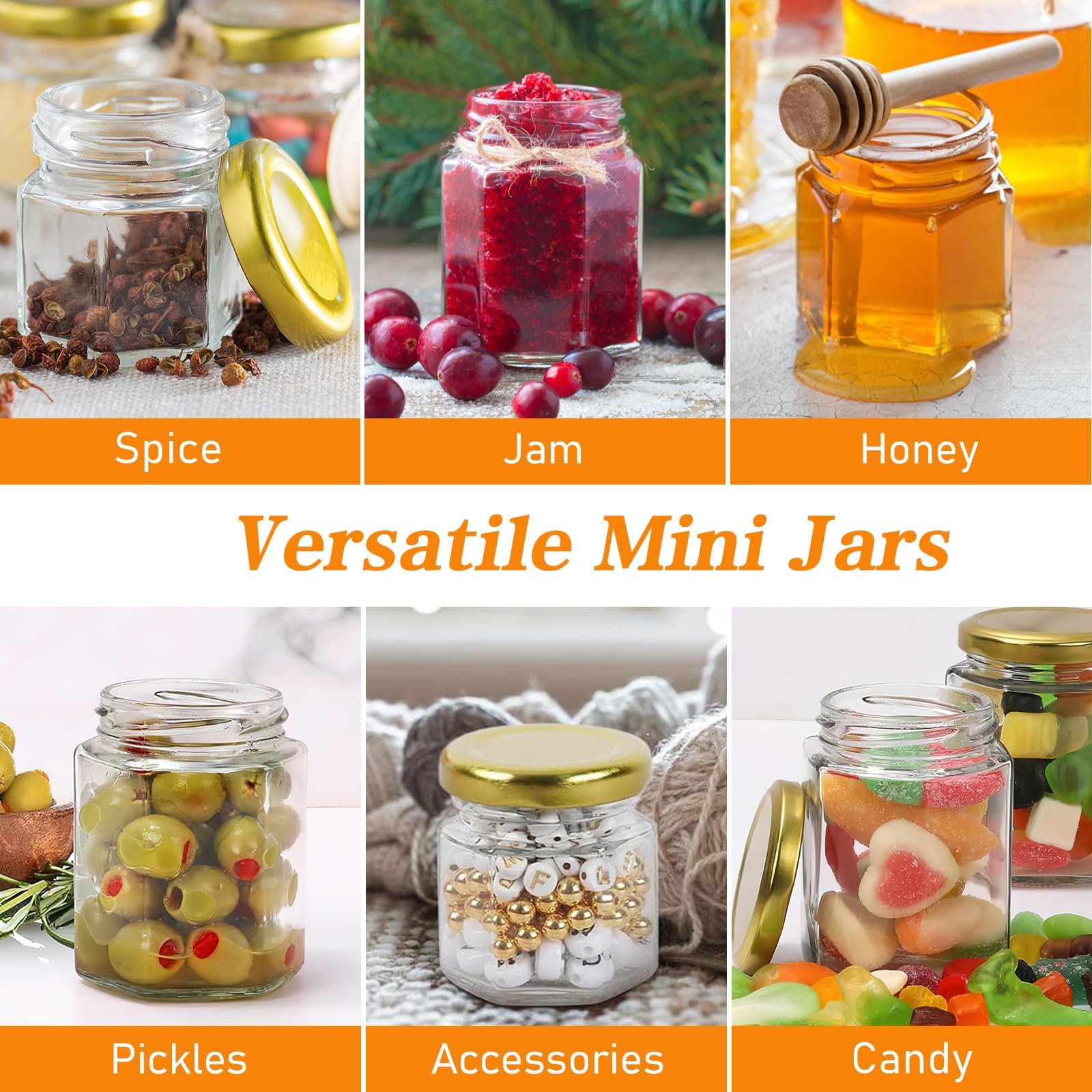 50 Stück Kleine Honiggläser 45ml, Mini Leer Marmeladengläser mit Deckel Honigglas mit Honiglöffel, Bienen Anhänger, Dankeskarten, Jutes Ideal as Gastgeschenke für Hochzeit Babyshower