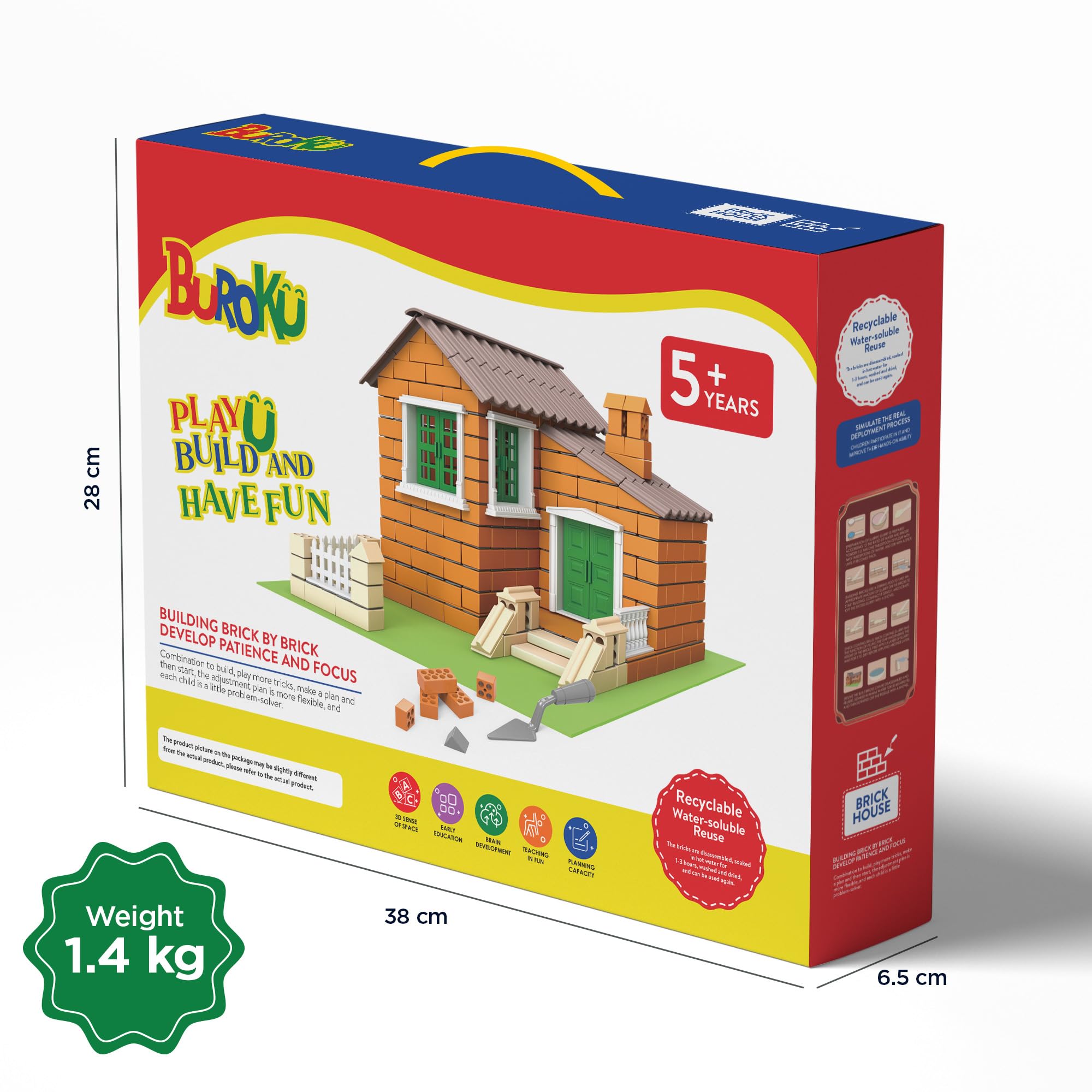 Buroku - Brick House Building Set, Orange, Green, White - Image 2
