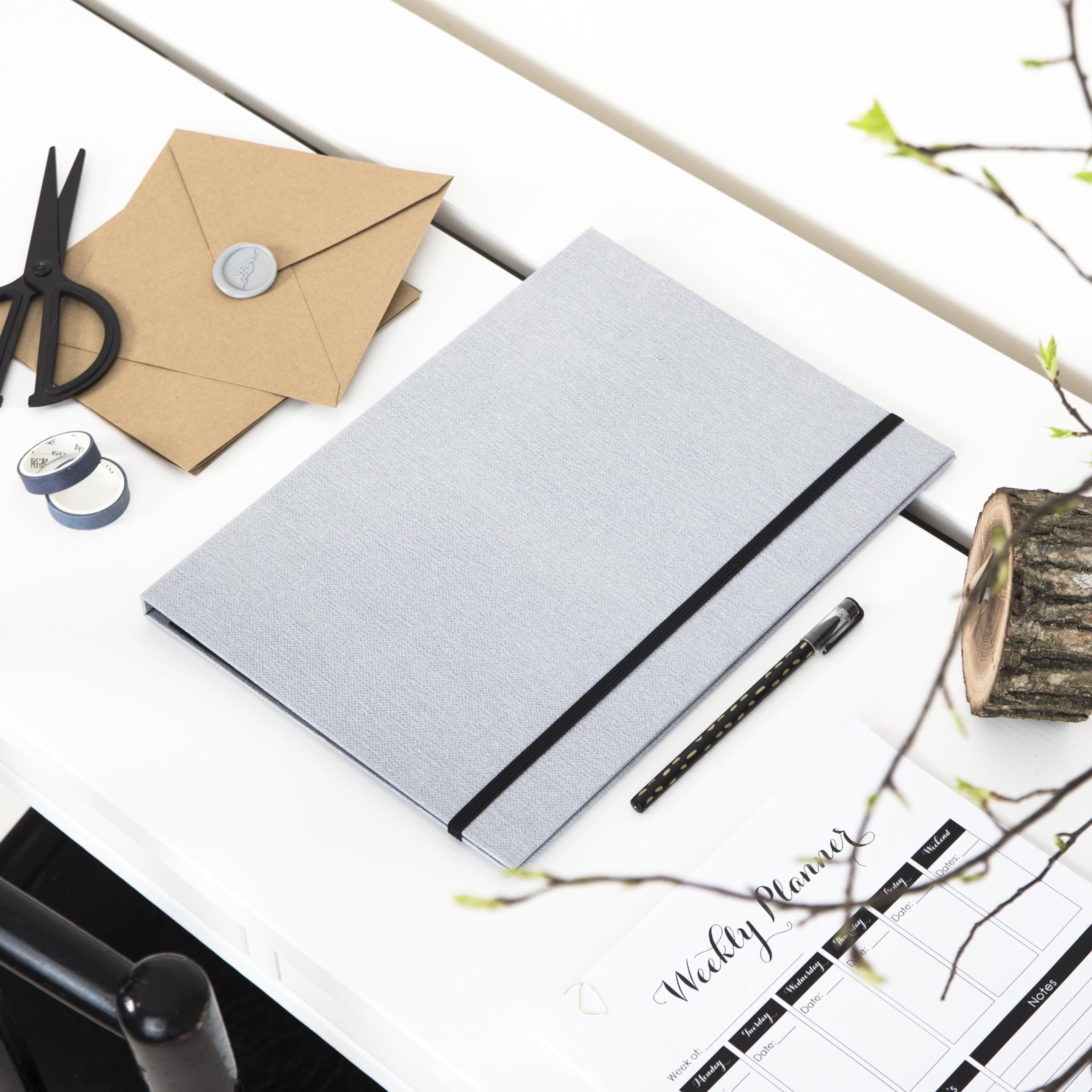 Bigso Box of Sweden Organizer scrivania per fogli A4, cancelleria e altro - Scatole portadocumenti con coperchio e maniglia - Scatole ufficio in cartone e carta con elegante effetto lino - beige