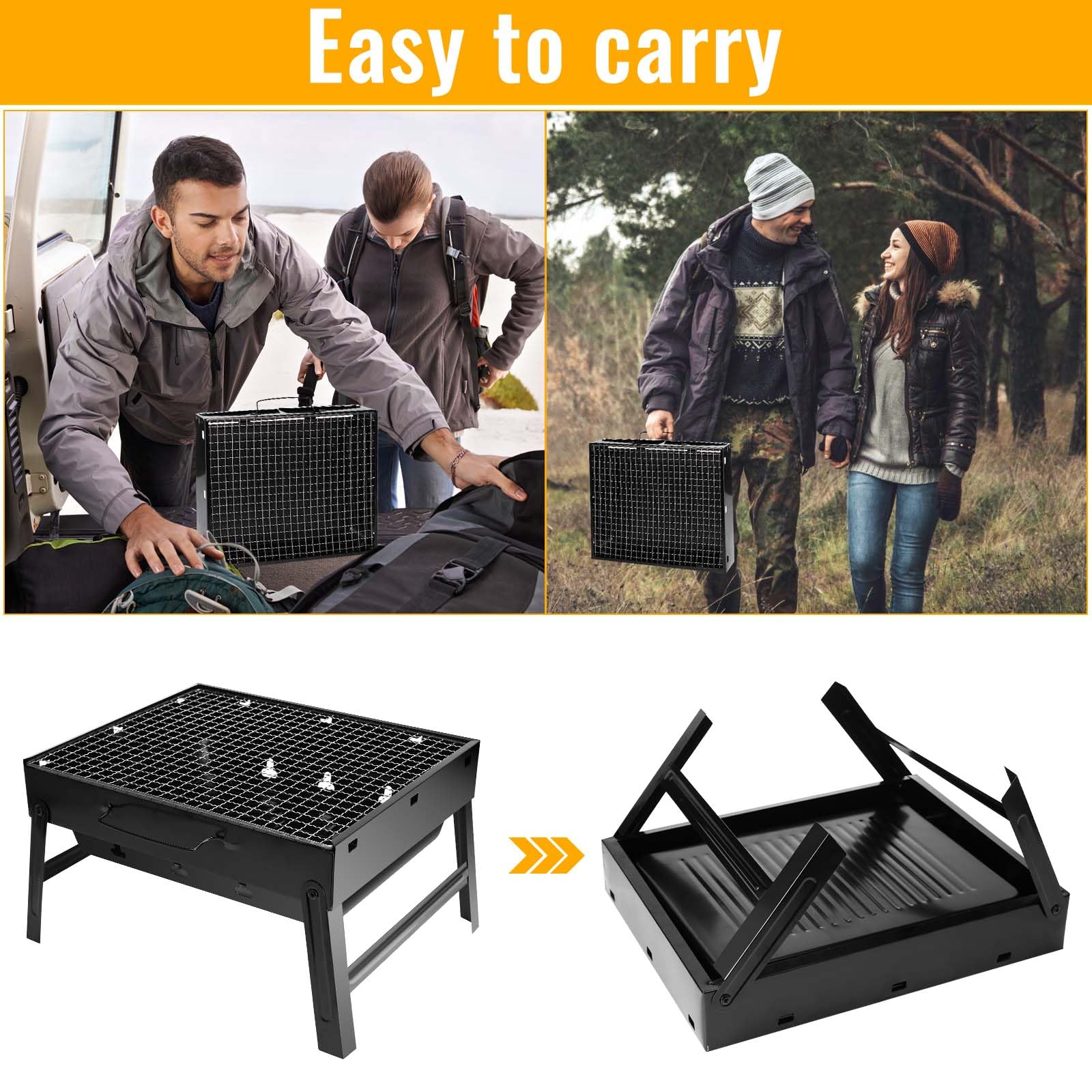 Auauraintt Barbecue Mini Pliable - Barbecue de Table et de Camping pour Pique-Nique, Jardin, Terrasse et Voyage
