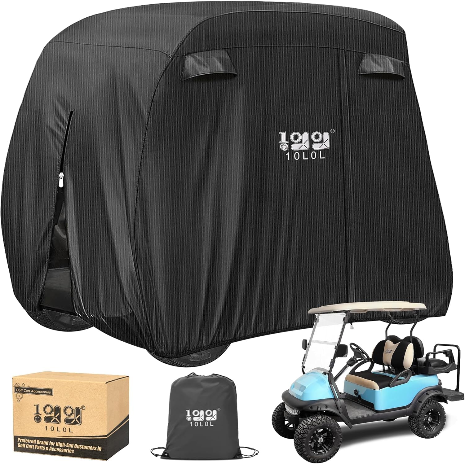 10L0L Copertura Per Passeggino Da Golf Per 4 Passeggeri, Adatta Per Ezgo, Club Car, Yamaha, Impermeabile 400D, Antivento, Resistente Al Sole, Per Esterni, Per Tutte Le Stagioni, In Poliestere,-image