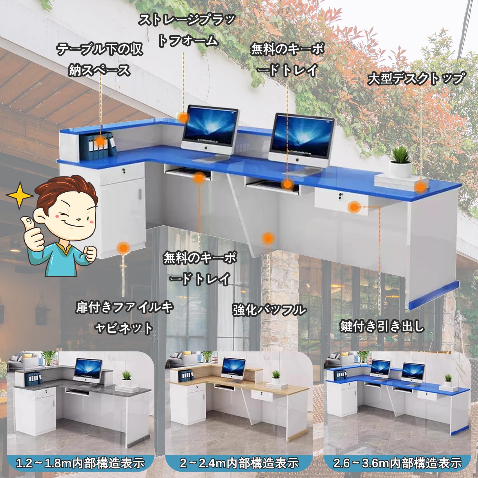 Amazon.co.jp: 受付カウンター レジカウンター マルチファンクション