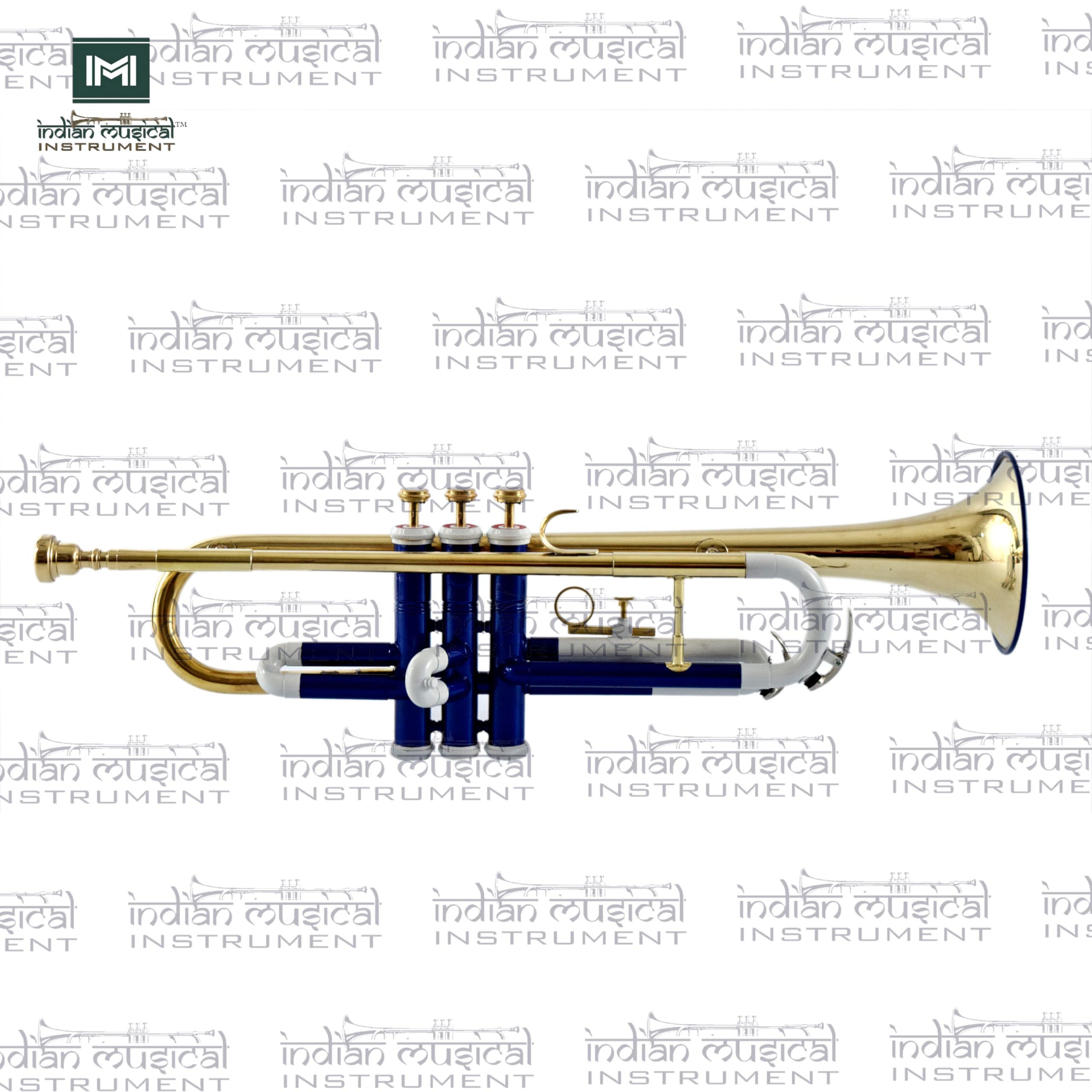 Tromba Bb Pitch con accessori, bocchino e custodia per il trasporto (oro bianco e blu)