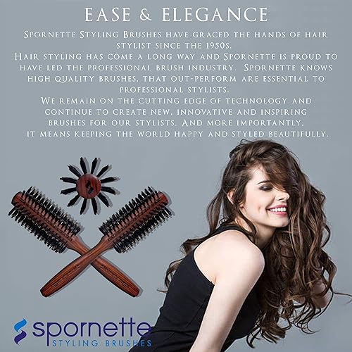 Miniatura 9 de Spornette Deville - Cepillo redondo de 2 pulgadas, cepillo de cerdas de jabalí para secar, peinar, rizar, soplar, ondas de playa, añadir volumen y