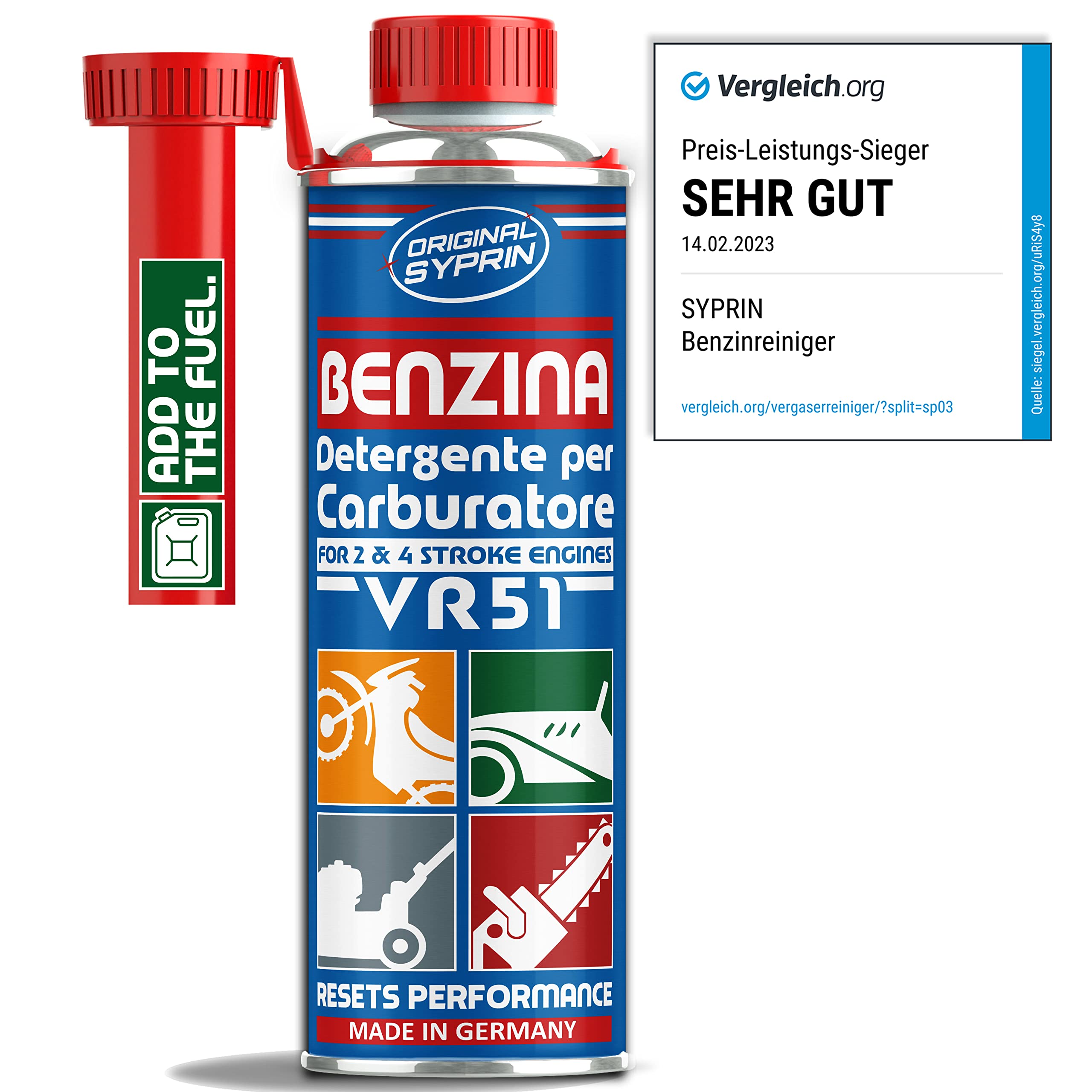SYPRIN Originale Detergente per Carburatore VR51 per Motori a Benzina a 2 Tempi 4 Tempi- Adatto per Auto e Moto I Additivo per la Pulizia del carburatore Additivo 3x