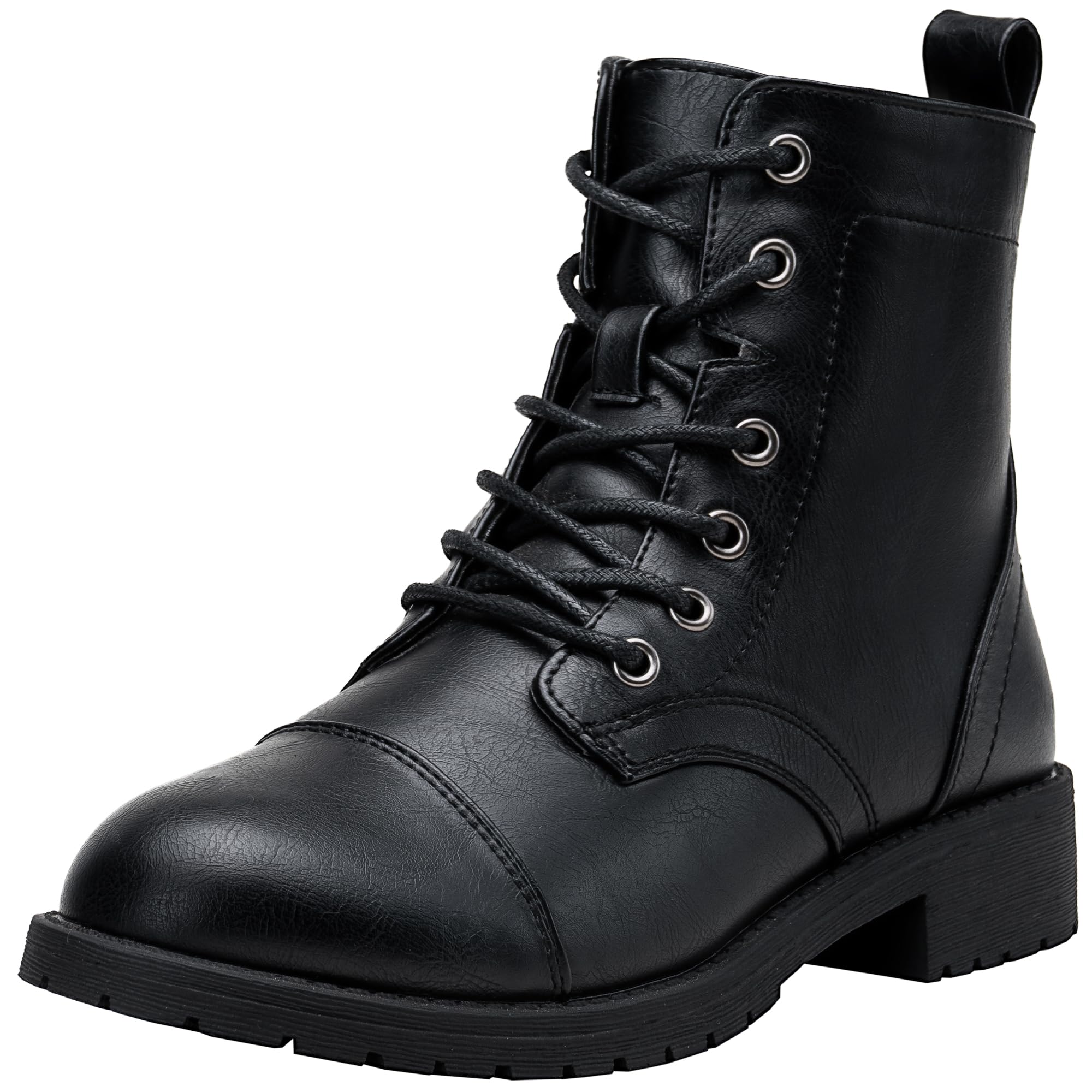 Vepose Womens 910 Ankle Boots Lace up Flat Fashion Combat Booties Low Heel