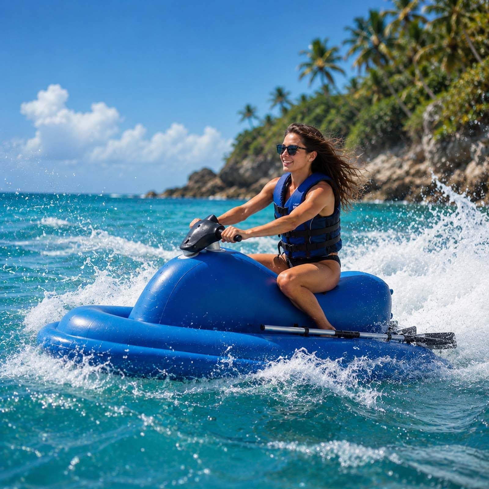 QFGain Underwater Scooter and Inflatable Boat, 500W Brushless Thruster with 10 Speeds, 40M Diving Depth for Snorkeling, SUP and Kayaking Boat+700W16A