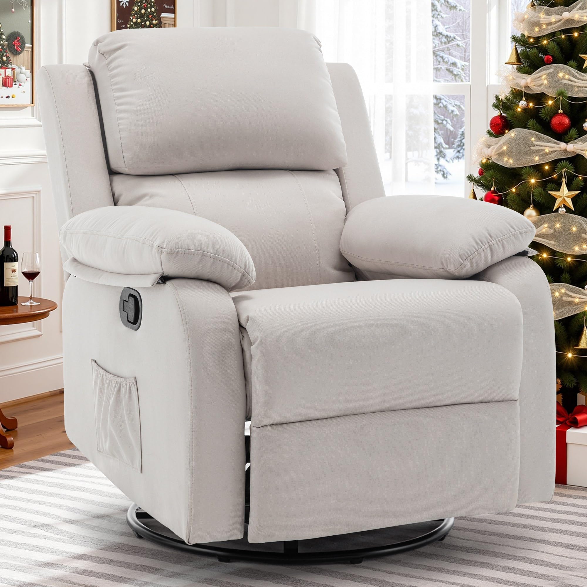 Recliner Chair, 360 Swivel Rocker Chair for Adults, Small Rocking Recliner Chair for Small Spaces