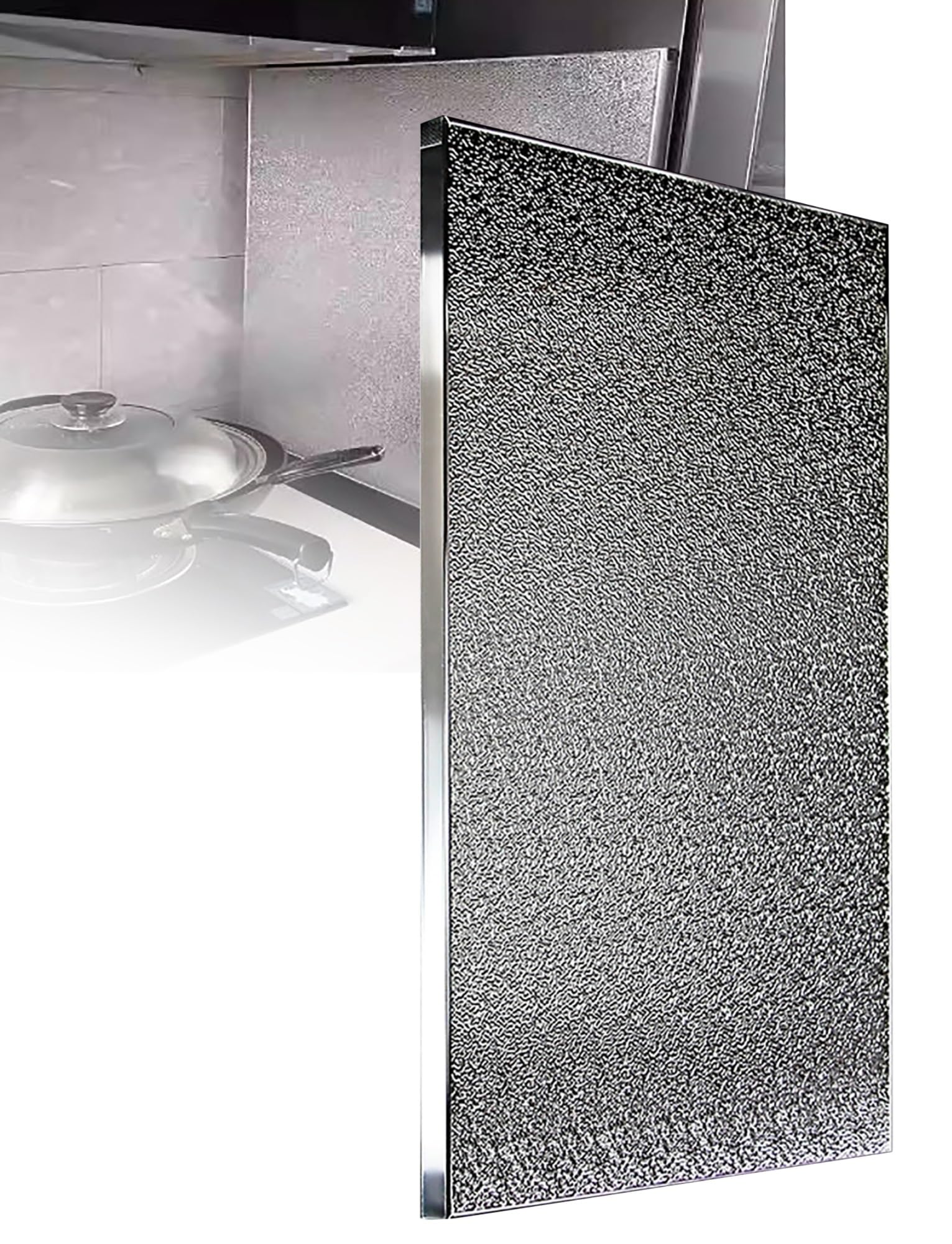 Hitzebeständige, flammhemmende Platte, Ofenisoliermatte, Hochtemperatur-Herdschutz, rutschfeste Brandschutzmatte for Gasherde(Silver 1,40x60cm)