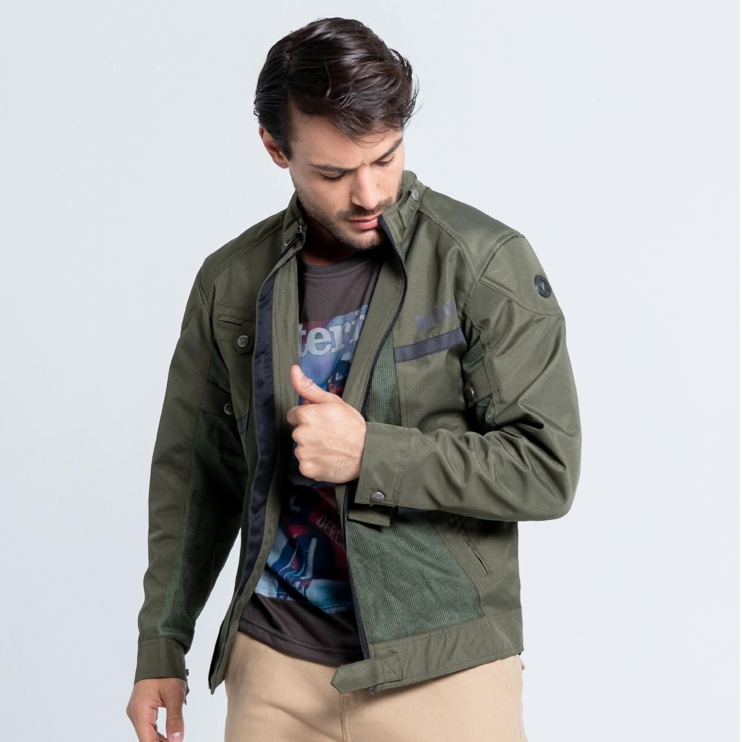 BY CITY - Chaqueta Summer Route Hombre - Tejido De Malla Perforada Y Cordura - Material Reflectante En Pecho, Espalda Y Cuello - Ajustable En Cintura, Brazos Y Cuello - Talla L - Verde