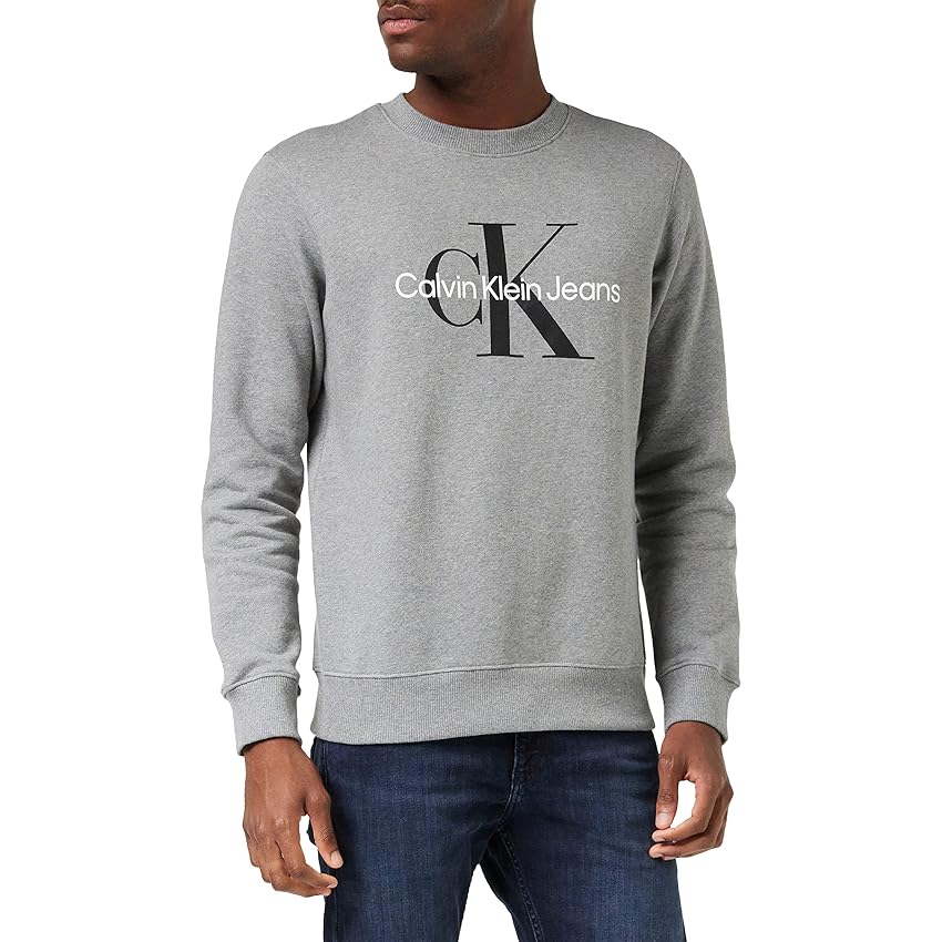 Immagine del prodotto Calvin Klein Jeans Felpa Uomo Core Monologo senza Cappuccio, Grigio (Mid Grey Heather), M