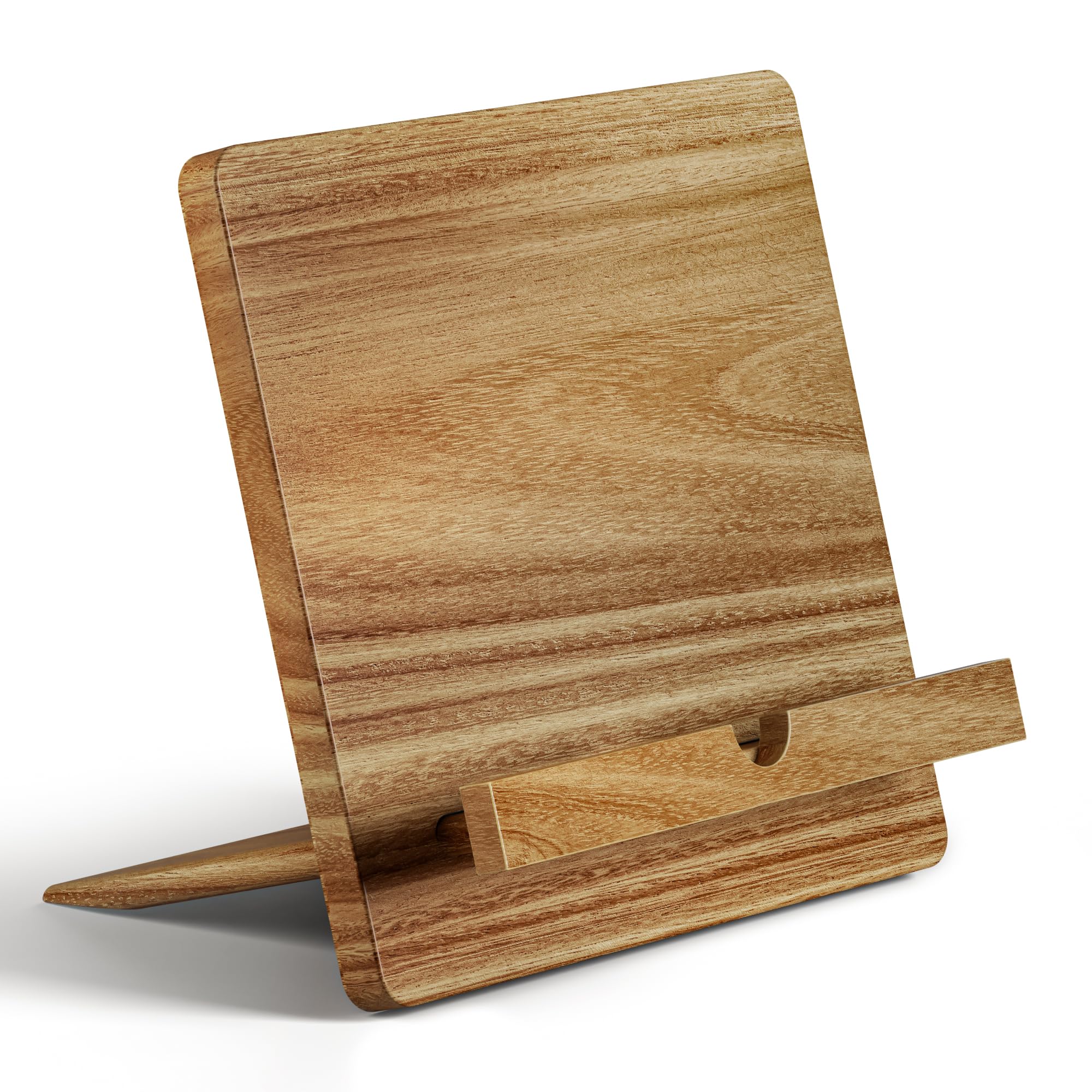 Acacia Cookbook Stand for Kitchen Counter - 10" x 10" Large Adjustable Wood Book Stand for Cookbooks - Recipe Book Holder Stand for Kitchen - Cook Book Stand for Kitchen - Wooden Cookbook Holder Stand