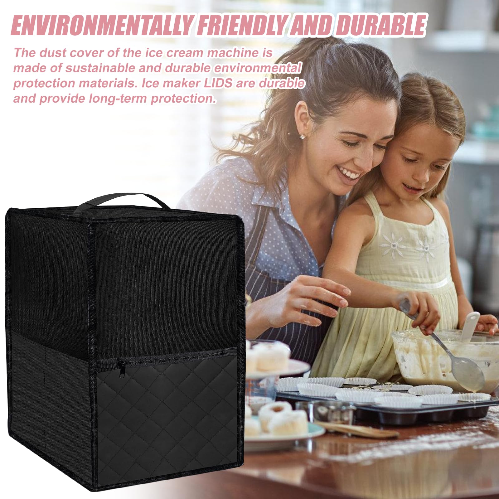 Housse de Protection pour Machine à Glace: Imperméable Couvercle Anti-Poussière, En Nylon Durable pour Ninja Creami NC501EU, NC301EU, NC299EU (Noir)