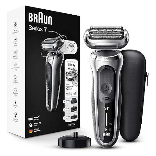 Braun Maquinilla de afeitar eléctrica para hombre serie 7 7027cs 360 Flex Head afeitadora eléctrica con recortadora de barba recargable húmeda y