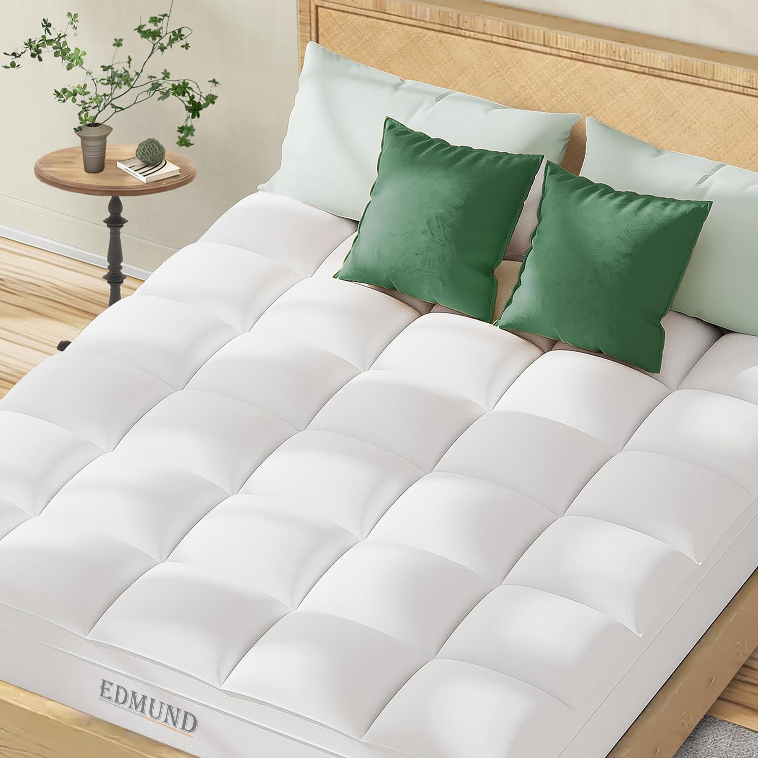 Edmund Hotel Quality Mattress Topper Quilted Fluffy Premium Cotton Finished Mattress Pad 1500-GSM Double Bed King Size 60 x 78 Inch Quilted Topper for Best Sleeping - (6x6.5 Feet_White)-image-12