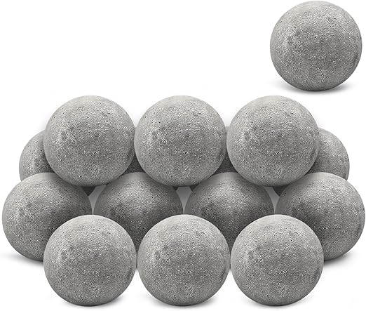Zhenx Ceramic Fire Balls, 3 Inch, Set of 15 Round Fire Stones, for Indoor and Outdoor Fire Pits, Fire Bowls and Fireplaces, Grey