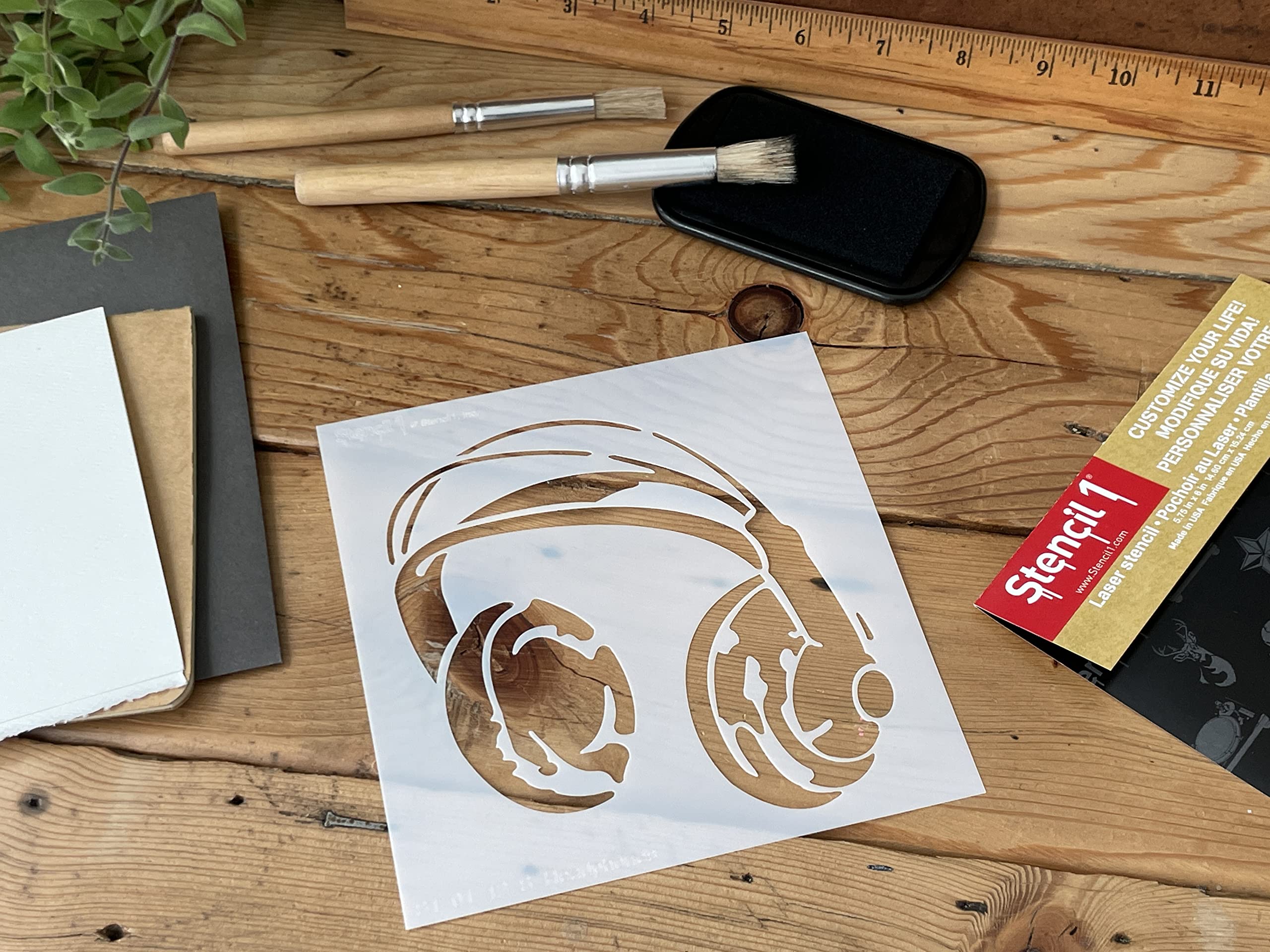 Stencil1 Headphones Stencil Durable Quality Reusable Stencils for Painting - Craft Decor on Walls Fabric & Furniture Recyclable Art Craft - 5.75" x 6" - Image 5