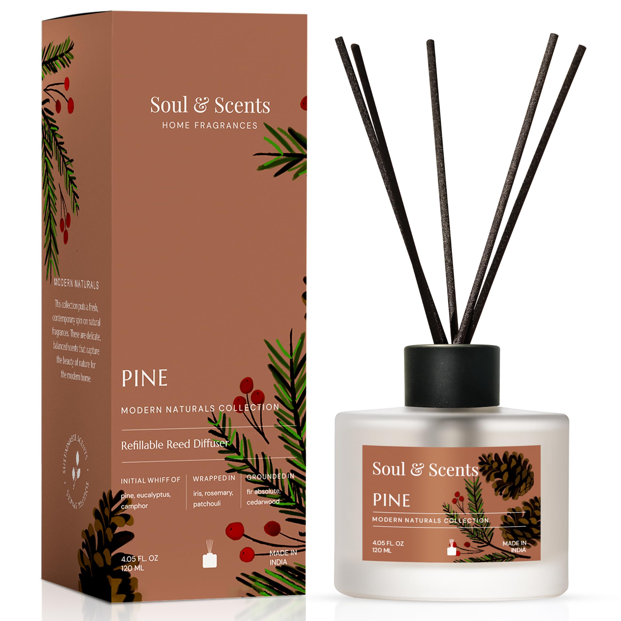 Sponsored Ad – Soul & Scents 120 ml Pine Reed Diffuser Set | Free 6 Fiber Reed Sticks |Toxin Free & Stress Relief | Long Lasting | Smoke Less Room Freshener for Home, Bedroom, Living Room & Office