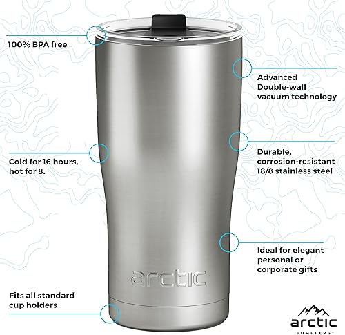 Miniatura 6 de Arctic Tumblers - Vaso de acero inoxidable para camping y viajes, con tapa a prueba de salpicaduras y popote, doble pared aislada al vacío, termo
