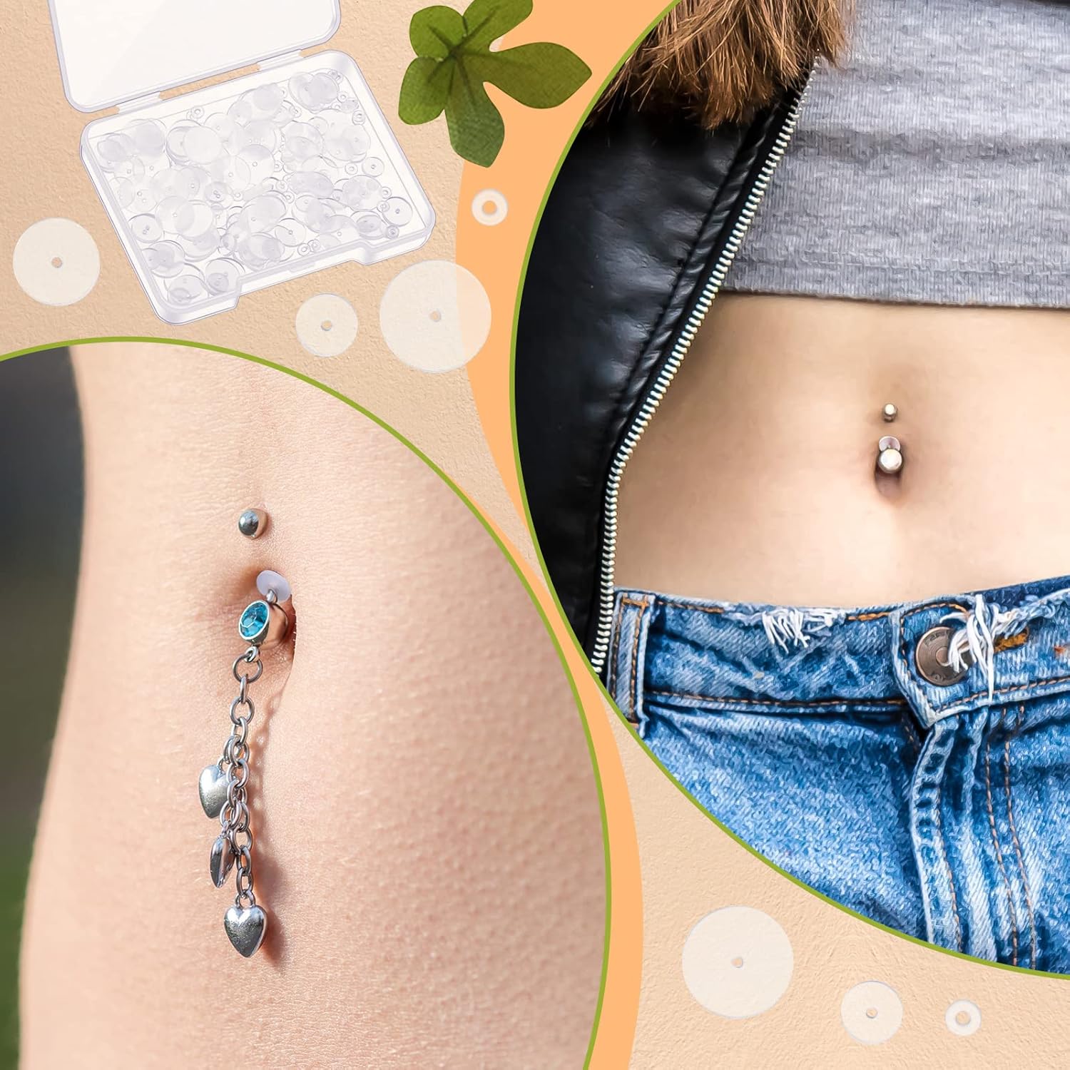 Hicarer 200 Pcs Clear Piercing Disc for Piercing Bump 3/5/ 7/9 mm Clear Silicone Earrings Backs Plastic Disc Pads Stabilizer, Earring Backs Stopper Earlobe Support Patches, 4 Sizes - Image 6