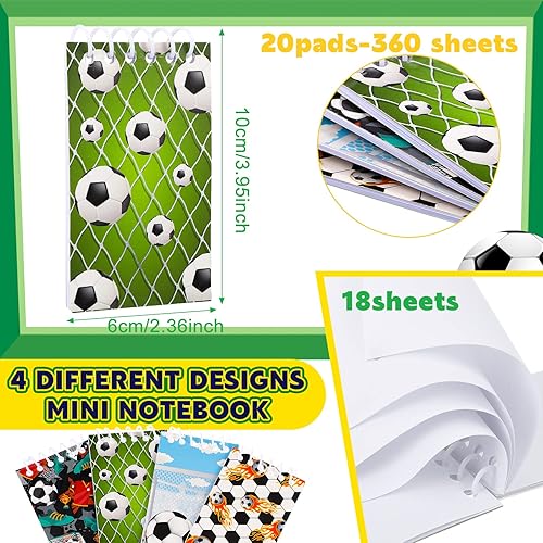 Miniatura 2 de Meanplan 20 blocs de notas deportivas mini cuadernos deportivos recuerdos de fiesta de fútbol, cuaderno de espiral, bloc de notas de fútbol a granel